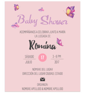 Invitación Baby Shower Mariposa