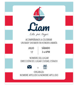 Invitación Baby Shower Barco Rayas