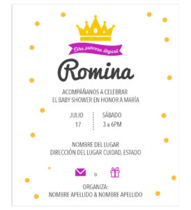 Diseño Invitación Baby Shower princesa