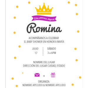 Diseño Invitación Baby Shower princesa