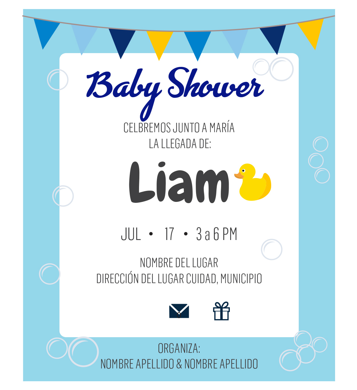 Invitación Baby Shower Patito