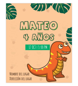 Invitación cumpleaños dino