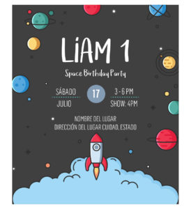 Invitación Cumpleaños Espacio