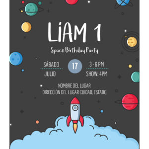 Invitación Cumpleaños Espacio