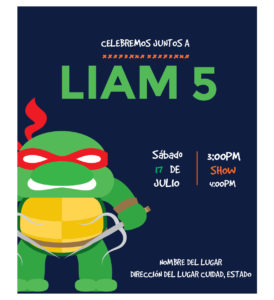 Invitación Cumpleaños Tortuga Ninja