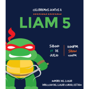 Invitación Cumpleaños Tortuga Ninja