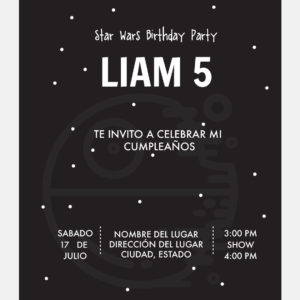 Invitación Cumpleaños Star Wars Estrella