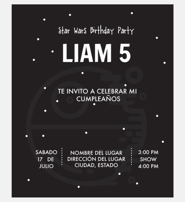 Invitación Cumpleaños Star Wars Estrella