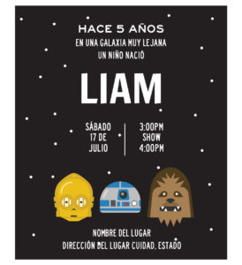 Invitación Star Wars 3 Amigos