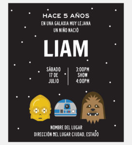 Invitación Star Wars 3 Amigos