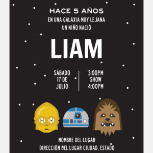 Invitación Star Wars 3 Amigos