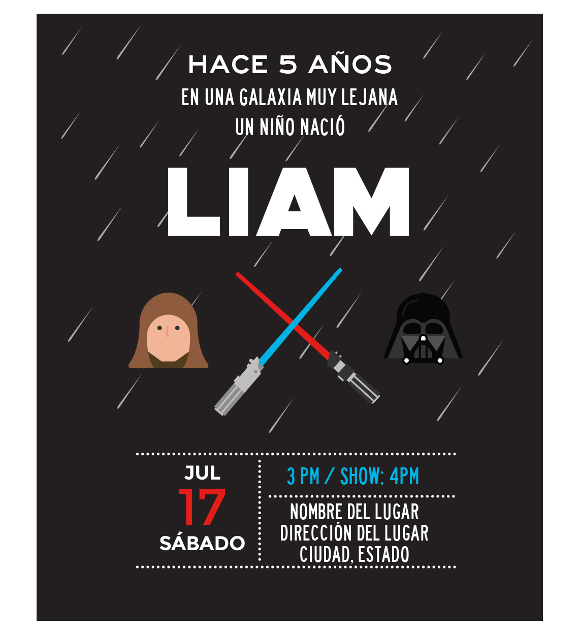 Invitación cumpleaños Star Wars La Fuerza - Oh Yupi Yei