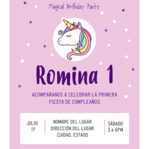 Invitación unicornio estrellas