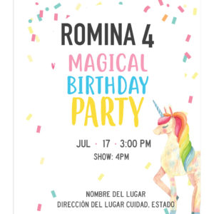 Invitación Cumpleaños Magic Unicornio