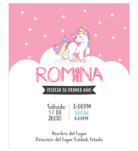 Invitación unicornio algodón