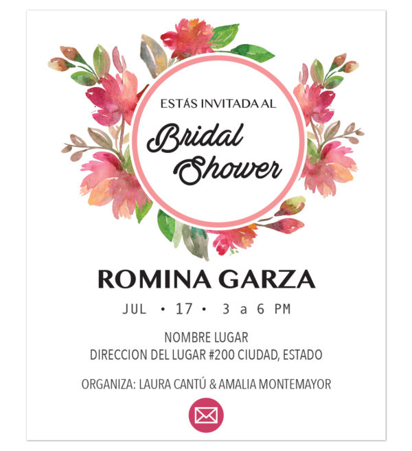 Invitación Despedida de Soltera Flor Circular