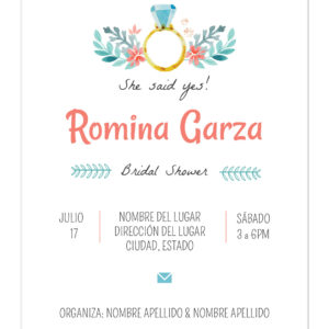 Invitación Despedida de Soltera Anillo