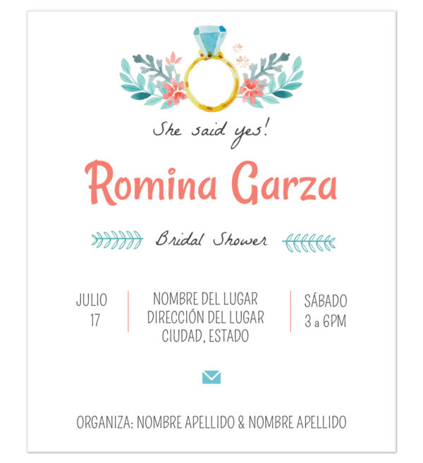 Invitación Despedida de Soltera Anillo