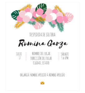 Recibirás en tu email el diseño de está invitación para que tu mismo lo puedas imprimir las veces que necesites, nosotros lo personalizamos por ti.