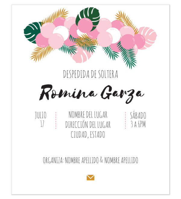 Invitación de Despedida de Soltera Globos Rosa Claro