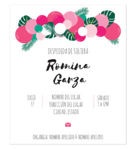 Invitación Despedida de Soltera Globos Rosa Fuerte