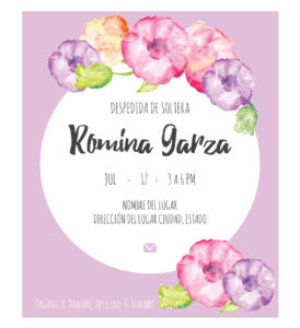 Invitación Despedida de Soltera Flores Morada