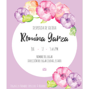 Invitación Despedida de Soltera Flores Morada