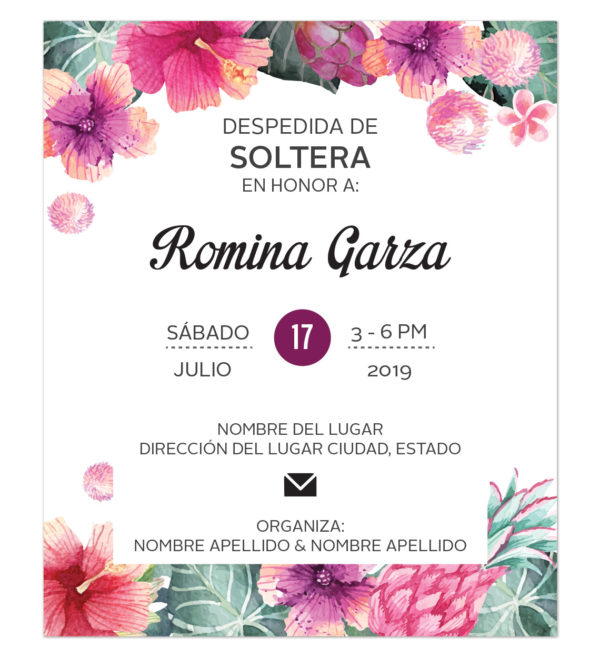 Invitación Despedida de Soltera Tropical