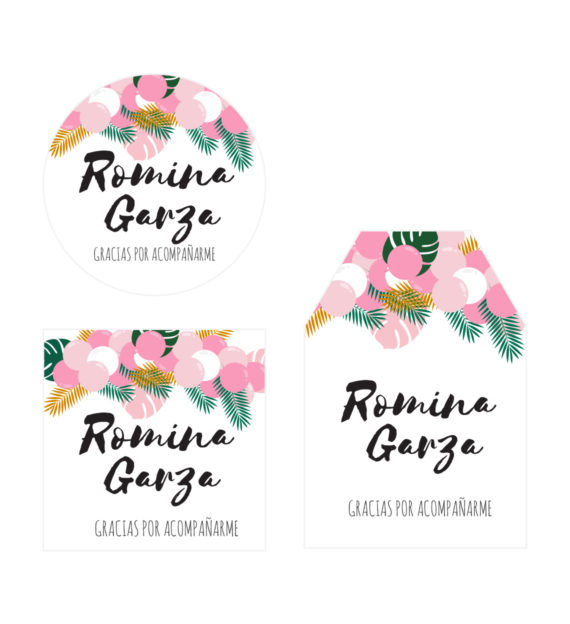 Tarjeta Agradecimiento Despedida de Soltera Globos Rosa 