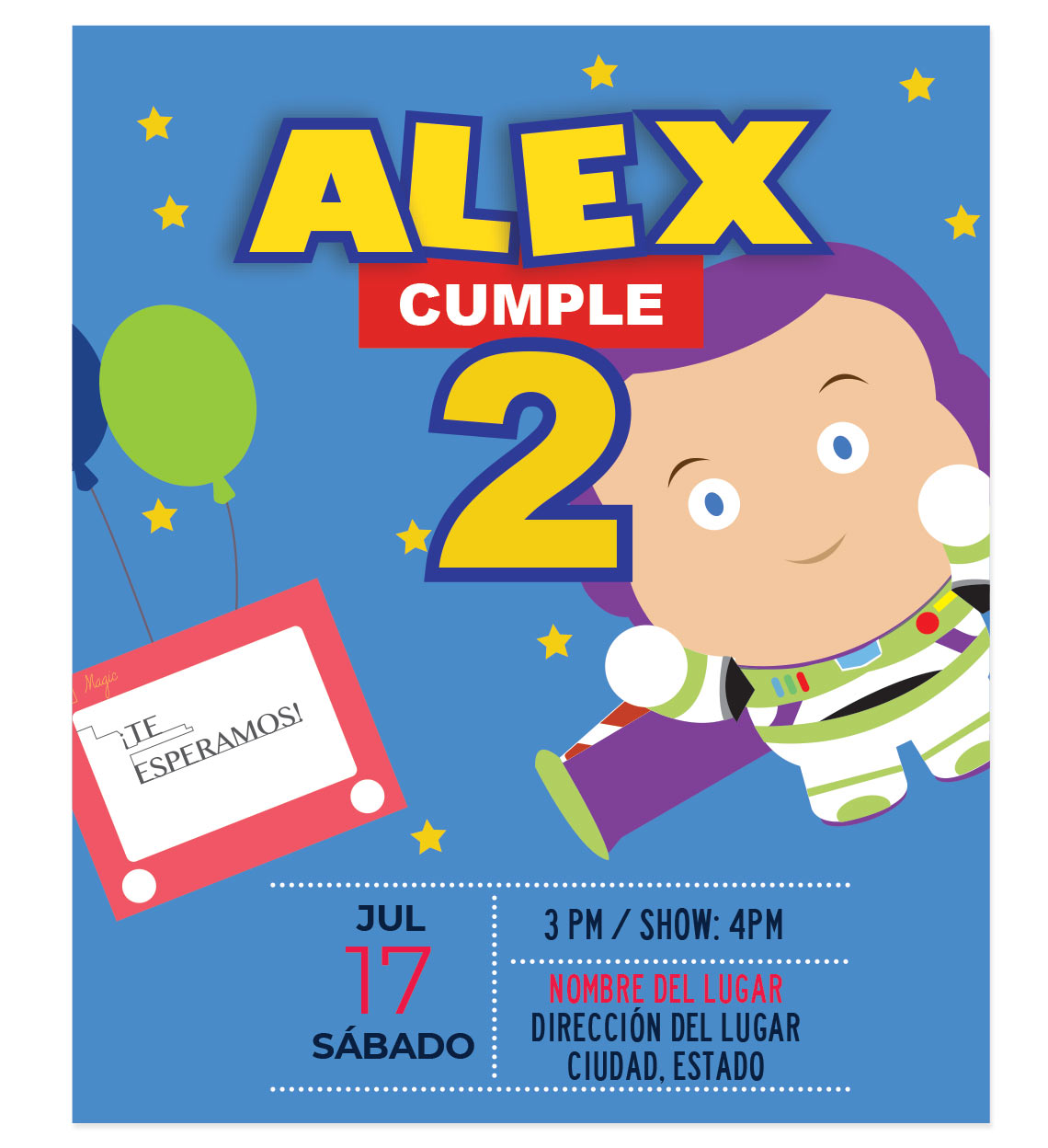 Invitación cumpleaños Woody y Forky, Toy Story