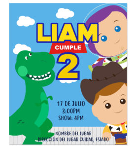 Invitación Cumpleaños 3 Amigos Toy Story