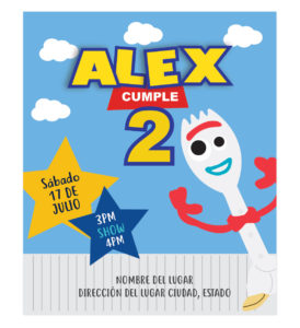 Invitación Cumpleaños Forky