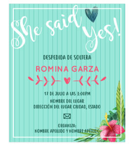 Invitación Despedida Soltera Verde Flores