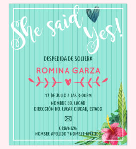 Diseño de invitación despedida de soltera