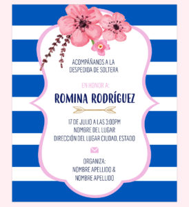 Invitación Despedida NavyFlor