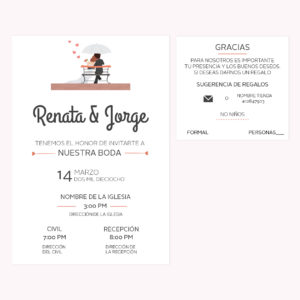 Invitación Boda Novios Banca