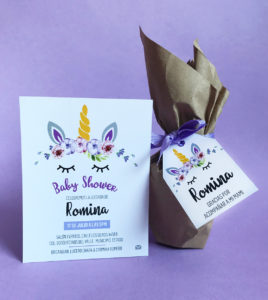 Impresion invitación kit unicornio morado