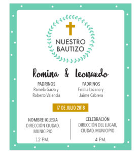 Diseño Invitación Bautizo Hermanitos Ambos Sexos