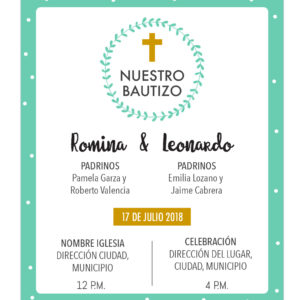 Diseño Invitación Bautizo Hermanitos Ambos Sexos