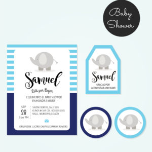 Kit Baby Shower Elefante Azul