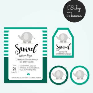 Kit Baby Shower Elefante Verde