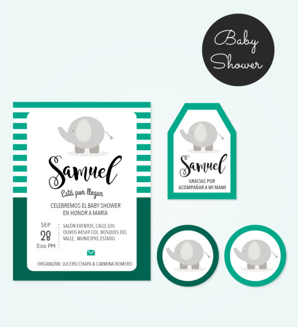 Kit Baby Shower Elefante Verde