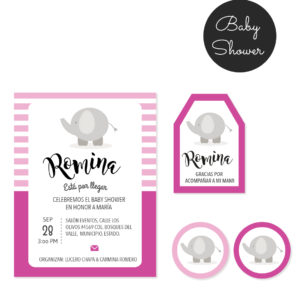 Kit Baby Shower Elefante Rosa