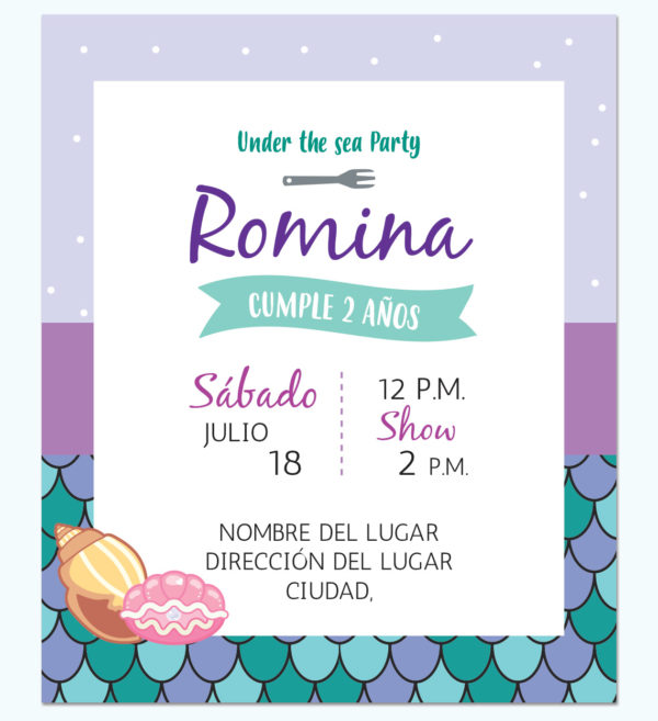 Invitación Sirenita Cachivache