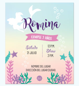 Invitación Sirena Multicolor