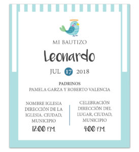 Diseño de Invitación Bautizo Blue Bird