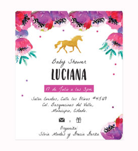 Invitación Baby Shower Unicornio Peony