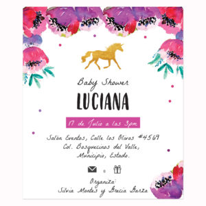 Invitación Baby Shower Unicornio Peony