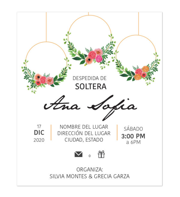 Invitación Despedida de Soltera Tres Aros