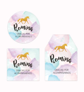 Tarjeta de Agradecimiento Baby Unicornio Pastel